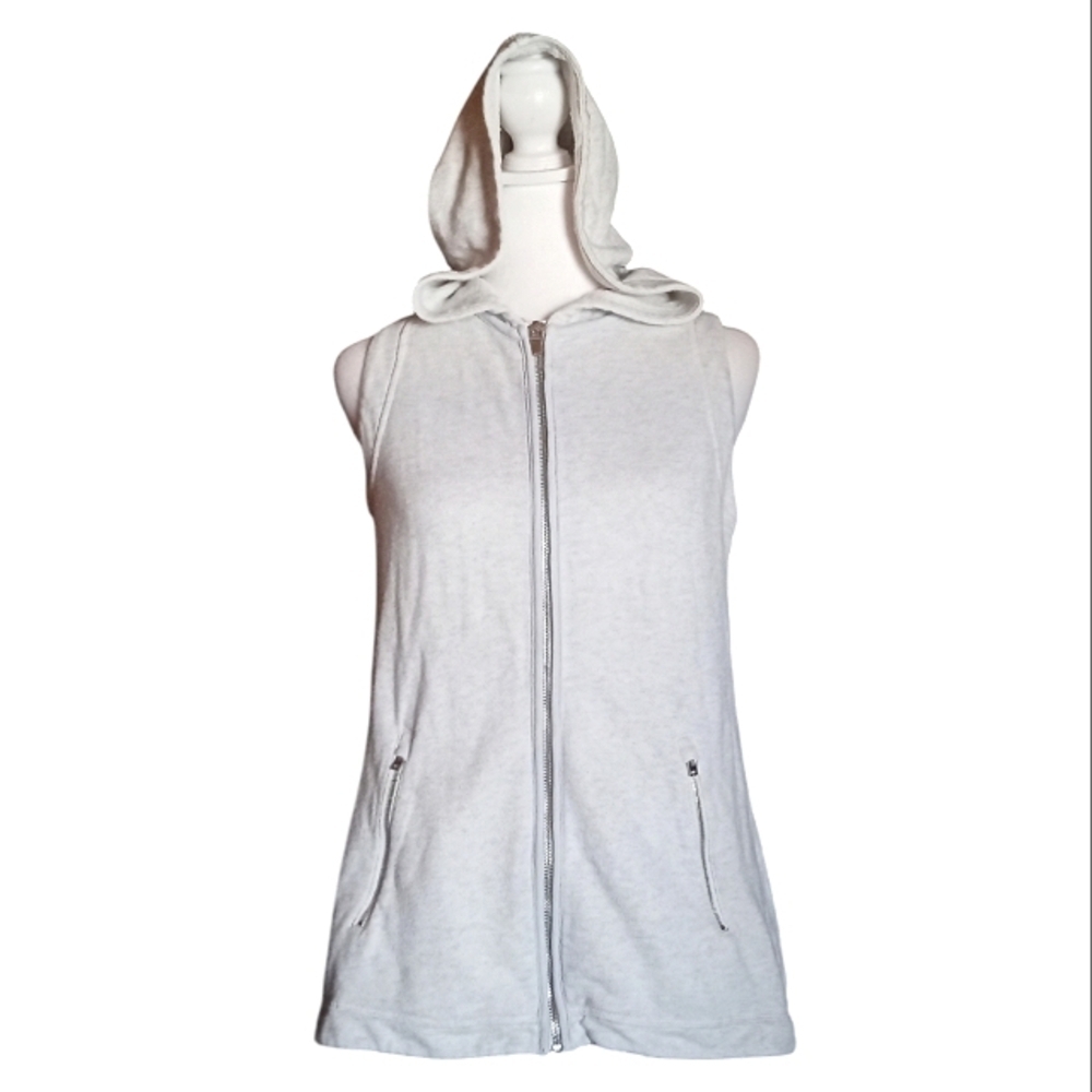 Athleta Gray Full Zip Blissful Hooded Vest Size XXS Sweatshirt Feel